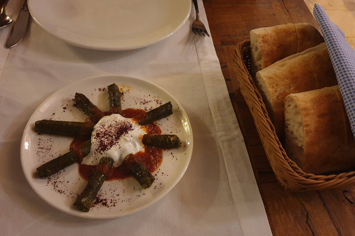 Vine leaves and bread