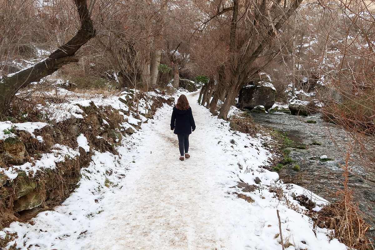 snowy hiking in Cappadocia