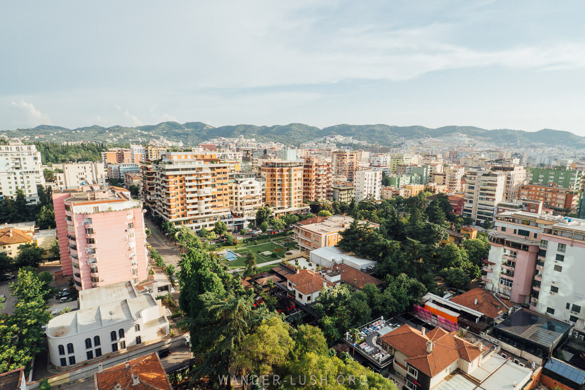 View of the buildings in Tirana, Albania