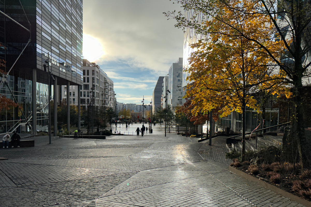 View of a street in Oslo in November