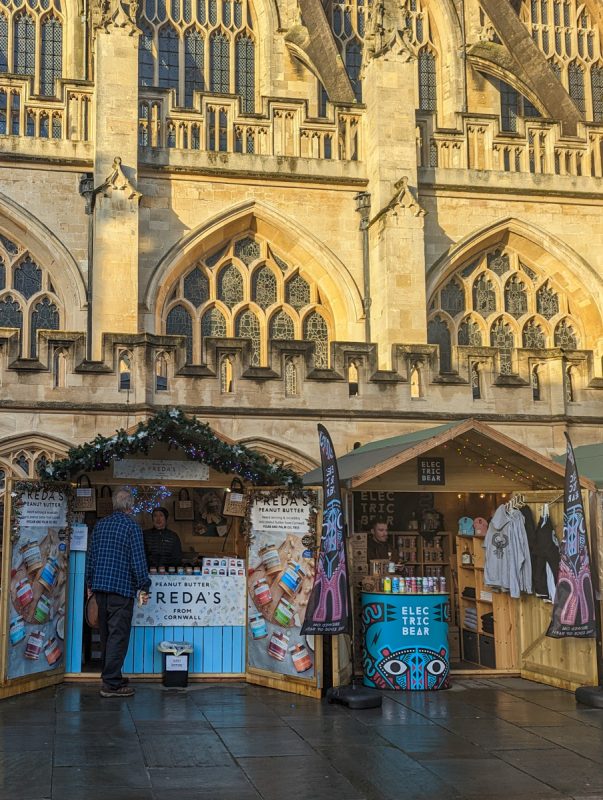 Stalls in front of Bath Abbey 