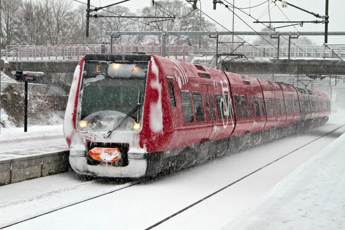 Winter in a village in denmark with a lot of snow