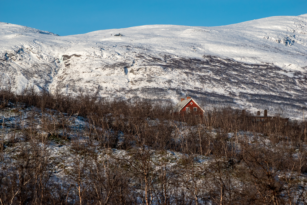 Winter landscape in Lapland, Abisko National Park, Abisko, Sweden. Scandinavian mountain chain.