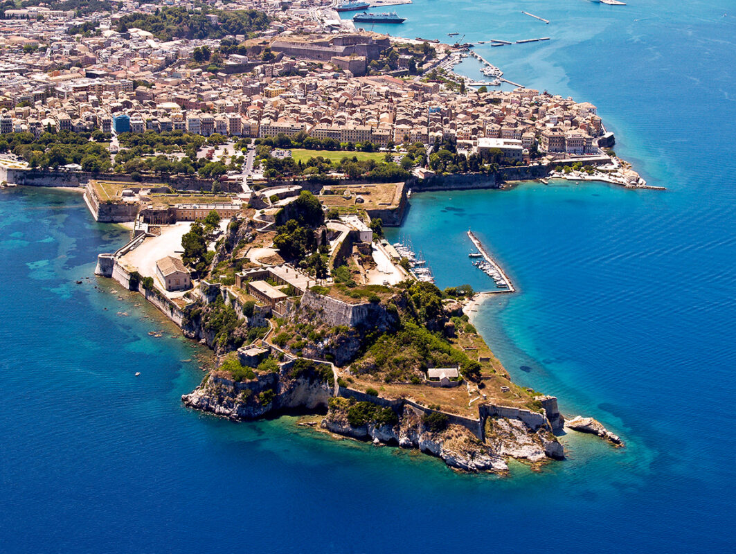 Old fortress of Corfu town, aerial view